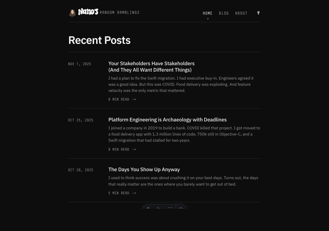 The blog’s refreshed home page
